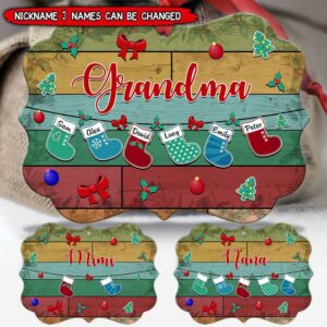 Personalized Grandma Christmas socks ornament ntk23sep21tp1 Aluminium Ornament Humancustom - Unique Personalized Gifts