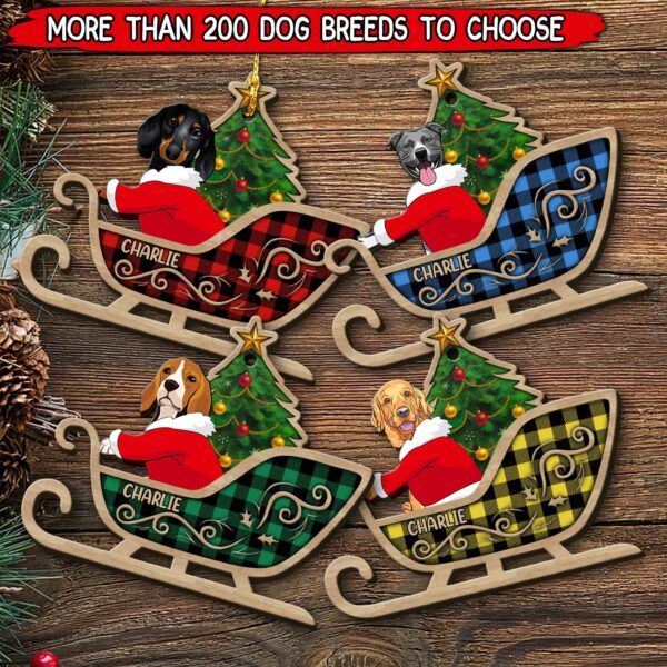 Personalized Dog Christmas Sleigh Wood Custom Shape Ornament DHL09NOV21TP1 Wood Custom Shape Ornament Humancustom - Unique Personalized Gifts