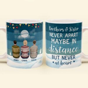 Brothers & Sisters Never Apart - Personalized Mug - Christmas Gift Siblings Mug For Siblings - Ugly Christmas Sweater