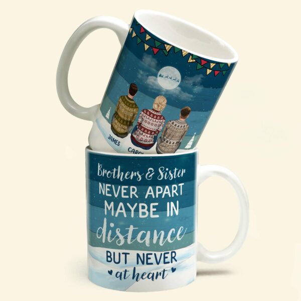 Brothers & Sisters Never Apart - Personalized Mug - Christmas Gift Siblings Mug For Siblings - Ugly Christmas Sweater