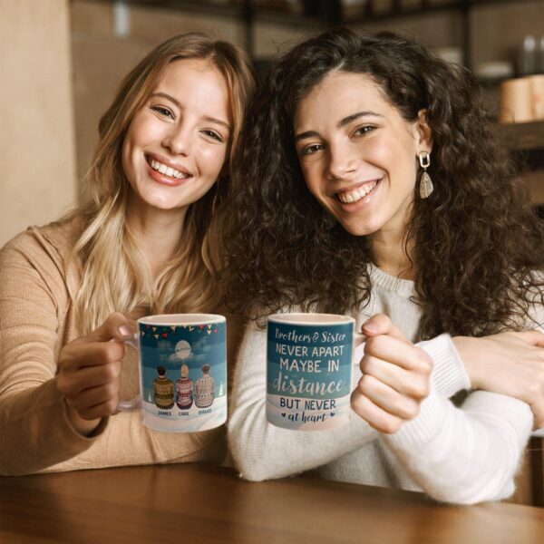 Brothers & Sisters Never Apart - Personalized Mug - Christmas Gift Siblings Mug For Siblings - Ugly Christmas Sweater