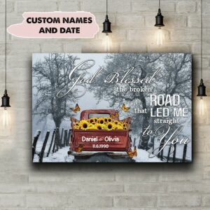 Personalized Husband Wife God Blessed The Broken Road Wedding Anniversary Canvas Canvas Dreamship