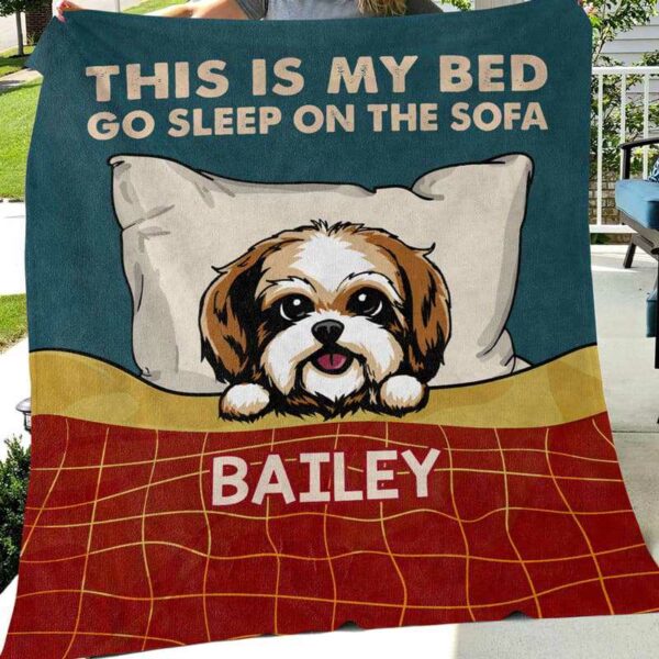 Fleece Blanket Peeking Dog This Is My Bed Personalized Fleece Blanket