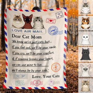 GeckoCustom Dear Cat Mom/Dad We Know We’re Just Cat Blanket, Cat Lover Gifts HN590