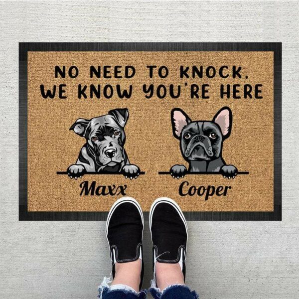 GeckoCustom No Need To Knock Doormat, Dog Lover Gift, Custom Quotes HN590 15" x 24"