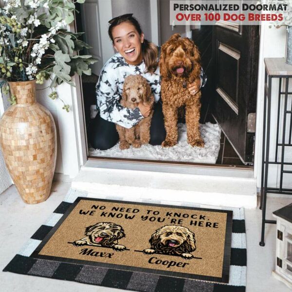 GeckoCustom No Need To Knock Doormat, Dog Lover Gift, Custom Quotes HN590