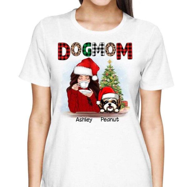 T-Shirt Dog Mom Christmas Pattern Personalized Shirt