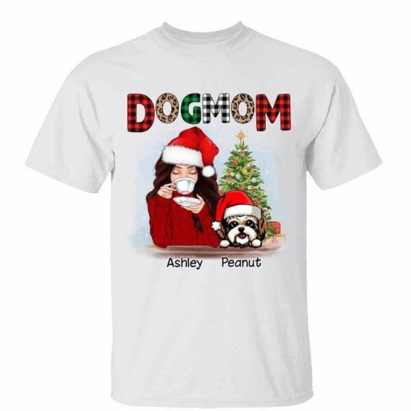 T-Shirt Dog Mom Christmas Pattern Personalized Shirt Classic Tee / White Classic Tee / S