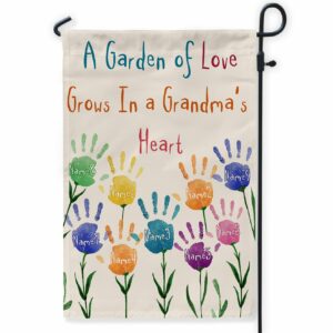 A Garden Of Love Grows In A Grandma's Heart, Family Custom Flag, Gift For Grandma-Macorner