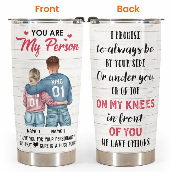 Always Be By Your Side - Personalized Tumbler Cup - Funny Gift For Boyfriend - Couple Shoulder To Shoulder