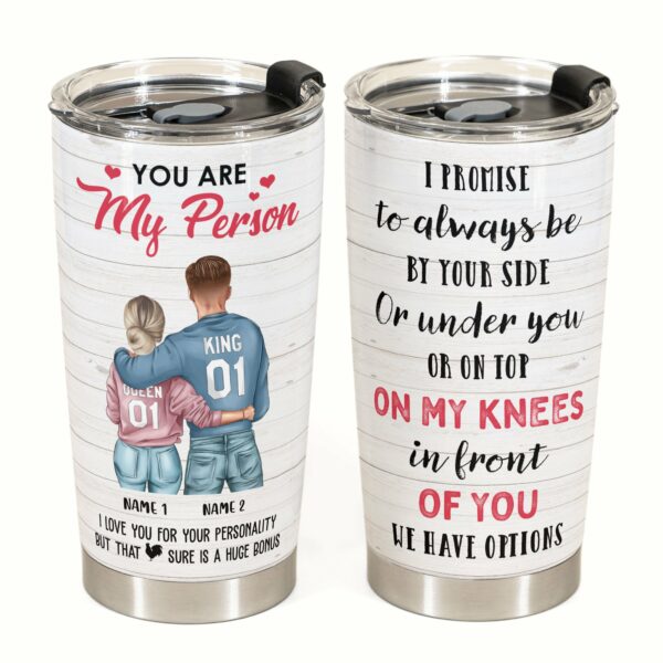 Always Be By Your Side - Personalized Tumbler Cup - Funny Gift For Boyfriend - Couple Shoulder To Shoulder