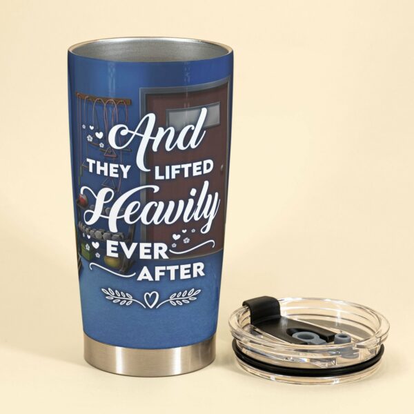 And They Lifted Heavily Ever After - Personalized Tumbler Cup - Anniversary Gift For Couple - Gym Couple Hand