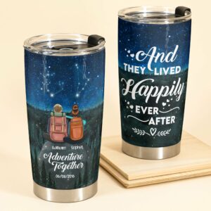 And They Lived Happily Ever After - Personalized Tumbler Cup - Gift For Couple - Travelling Couple