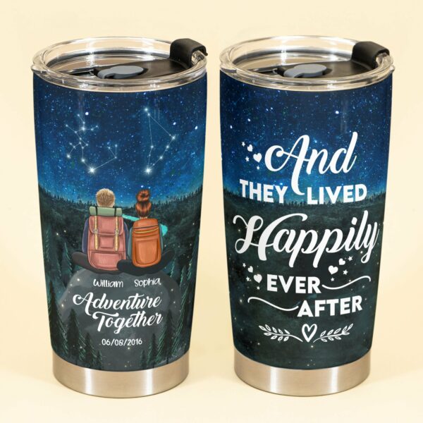 And They Lived Happily Ever After - Personalized Tumbler Cup - Gift For Couple - Travelling Couple