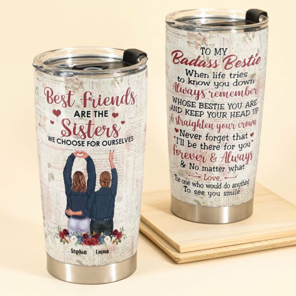 Best Friends Are The Sisters We Choose For Ourselves - Personalized Tumbler Cup - Birthday Gift For Friends - Denim Girls