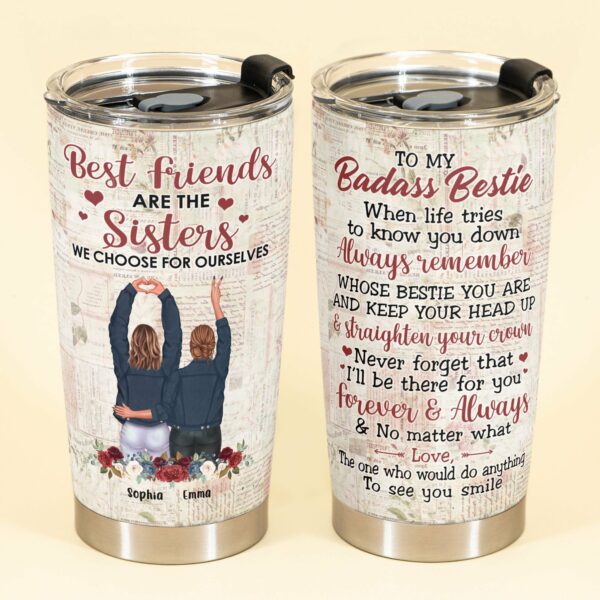 Best Friends Are The Sisters We Choose For Ourselves - Personalized Tumbler Cup - Birthday Gift For Friends - Denim Girls