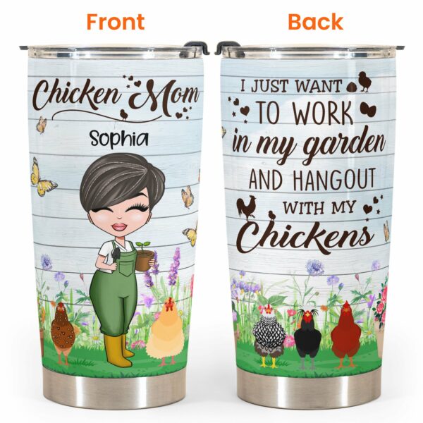 Chicken Mom - Personalized Tumbler Cup - Gift For Gardening Lovers - Garden Chibi