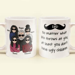 Dad Of Girls #Outnumbered - Personalized Mug - Birthday, Christmas Gift For Father, Daddy, Dad, Girl Dad Ver 2