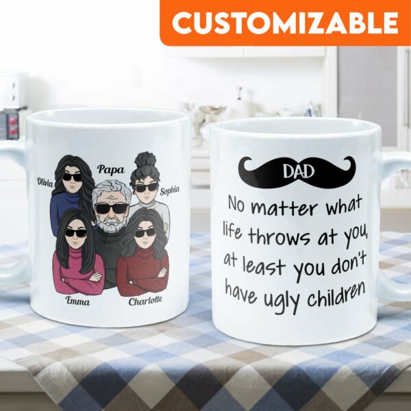 Dad Of Girls #Outnumbered - Personalized Mug - Birthday, Christmas Gift For Father, Daddy, Dad, Girl Dad Ver 2