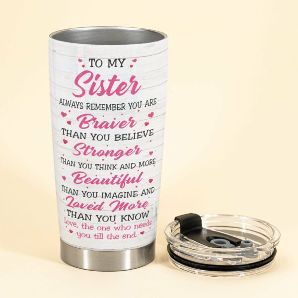 Don't Let Sister Fight Cancer Alone - Personalized Tumbler Cup - Gift For Sisters - Friends Denim Sitting