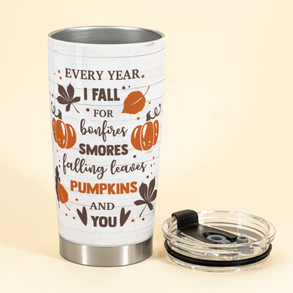 Every Year I Fall For You - Personalized Tumbler Cup - Gift For Couple - Couple Hugging