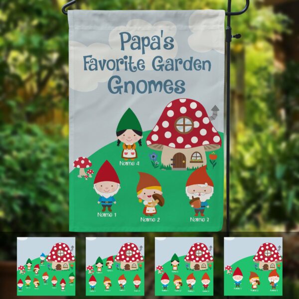 Papa's Favorite Garden Gnomes Flag-Macorner