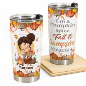 Fall And Campfire - Personalized Tumbler Cup - Gift For Fall Lovers And Camping Lovers