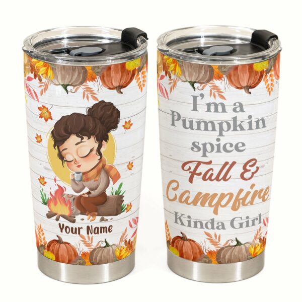 Fall And Campfire - Personalized Tumbler Cup - Gift For Fall Lovers And Camping Lovers