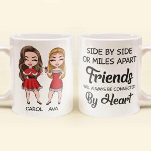 Friends Will Always Be Connected By Heart - Personalized Mug - Christmas Gift For Friends