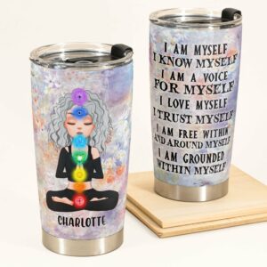 I Am Myself - Personalized Tumbler Cup - Gift For Yoga Lover