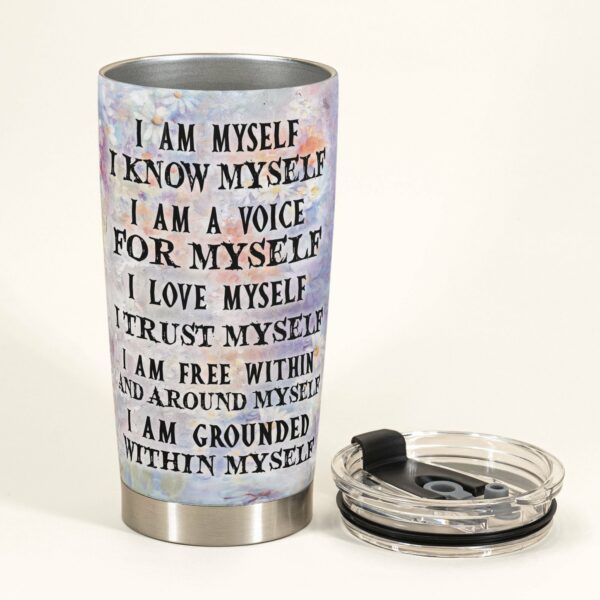 I Am Myself - Personalized Tumbler Cup - Gift For Yoga Lover