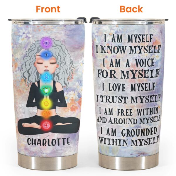 I Am Myself - Personalized Tumbler Cup - Gift For Yoga Lover