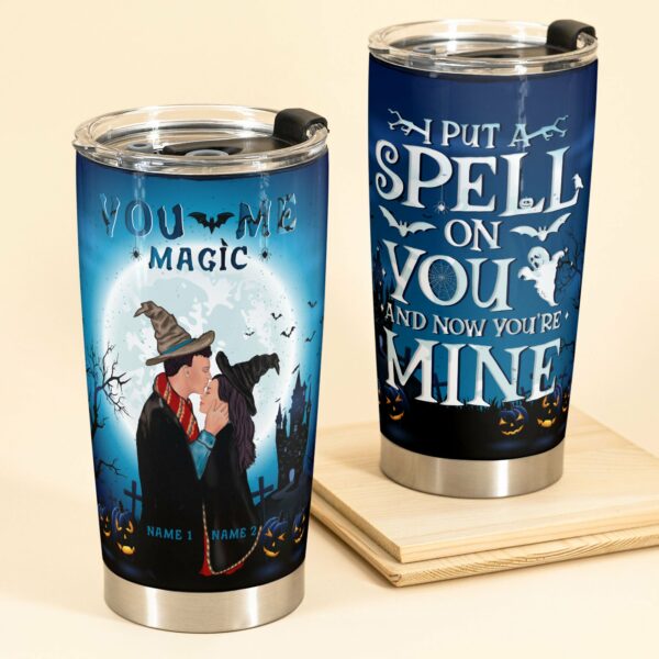 I Put A Spell On You - Personalized Tumbler Cup - Halloween Gift For Couple - Halloween Couple