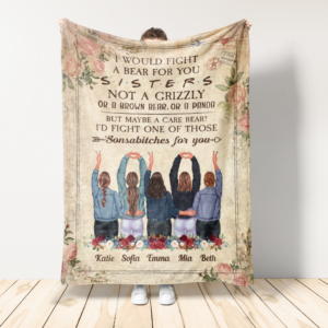 I Would Fight A Bear For You - Personalized Blanket - Birthday Gift For Friends - Denim Girls