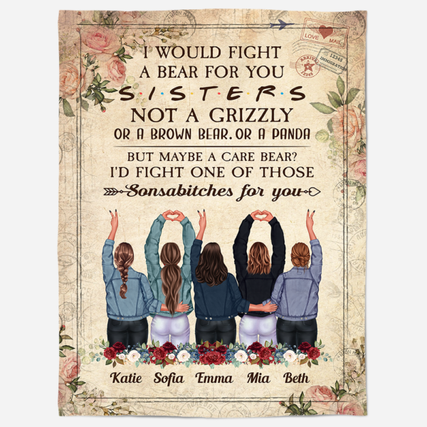 I Would Fight A Bear For You - Personalized Blanket - Birthday Gift For Friends - Denim Girls