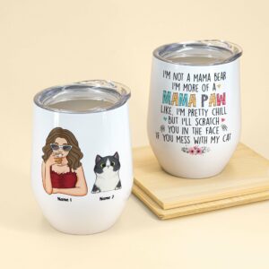 I'm A Mama Paw, Cat Custom Wine Tumbler, Gift For Cat Mom-Macorner