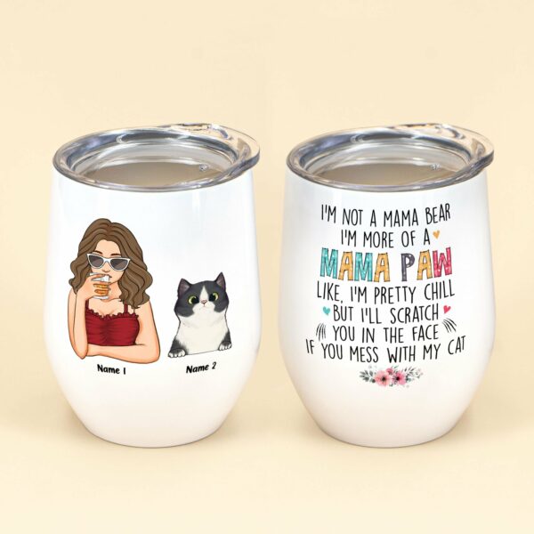 I'm A Mama Paw, Cat Custom Wine Tumbler, Gift For Cat Mom-Macorner