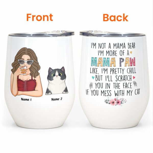 I'm A Mama Paw, Cat Custom Wine Tumbler, Gift For Cat Mom-Macorner