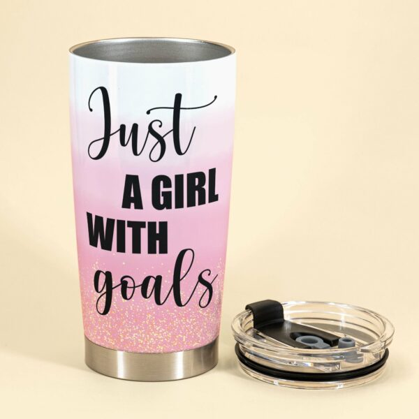 Just A Girl With Goals - Personalized Tumbler Cup - Birthday Gift For Gymer - Chibi Fitness Girl