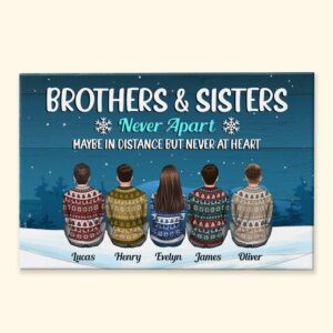 Life Is Better With Brothers & Sisters - Personalized Canvas - Christmas Gift Siblings Canvas For Brother, Sisters, Family, Cousin - Ugly Christmas Sweater Sitting