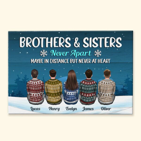 Life Is Better With Brothers & Sisters - Personalized Canvas - Christmas Gift Siblings Canvas For Brother, Sisters, Family, Cousin - Ugly Christmas Sweater Sitting