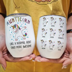 Aunticorn Like A Normal Aunt Only More Awesome, Family Custom Wine Tumbler, Gift For Aunt, Auntie-Macorner