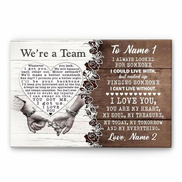 We're A Team, Family Custom Canvas, Gift For Couple, Partner, Anniversary Gift-Macorner