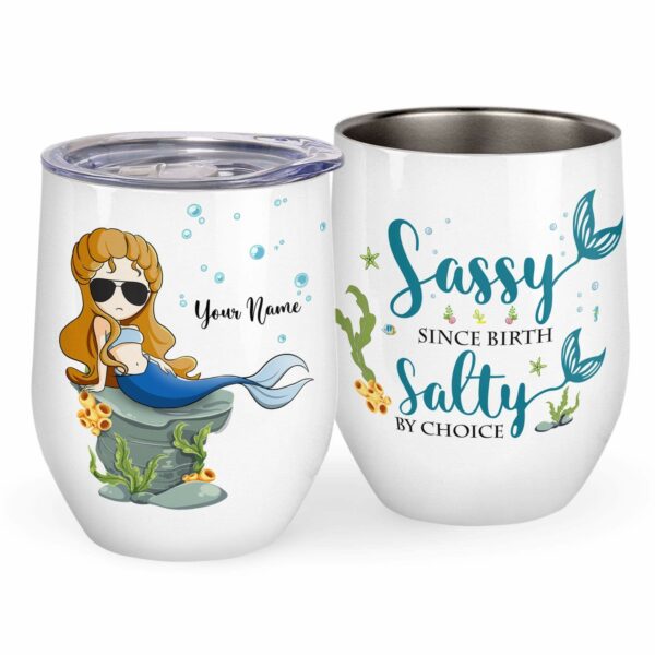 Sassy Since Birth, Swimming Custom Wine Tumbler, Gift For Beach Lovers-Macorner