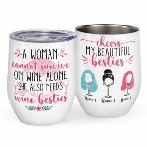 Cheers My Beautiful Bestie, Friends Custom Wine Tumbler, Gift For Friends-Macorner