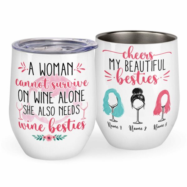 Cheers My Beautiful Bestie, Friends Custom Wine Tumbler, Gift For Friends-Macorner