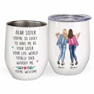 You're So Lucky To Have Me As Your Sister Mug & Wine Tumbler-Macorner