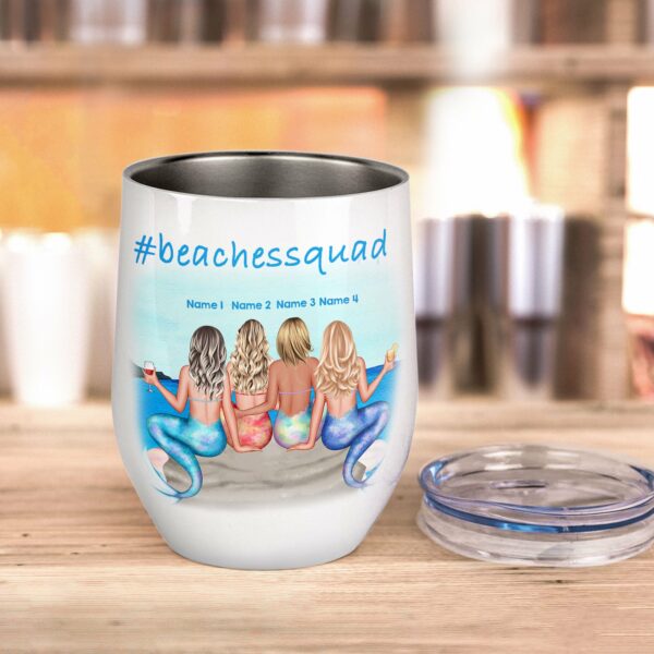 You Can't Swim With Us, Friends, Mermaids Custom Wine Tumbler, Gift For Friends, Besties, Summer Gift, Mermaids, Swimming-Macorner