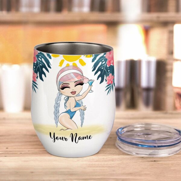 Sun Sand, Drink In My Hand, Swimming Custom Wine Tumbler, Summer Gift-Macorner