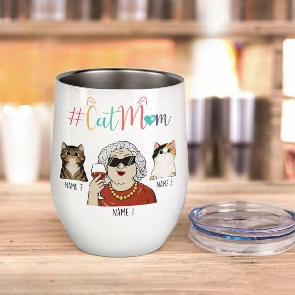 Cat Mom - Never Underestimate An Old Woman Who Loves Cats And Wine Wine Tumbler-Macorner